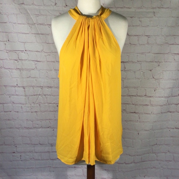 Ann Taylor Tops - Ann Taylor Yellow Gold Pleated Halter Top - Size XL